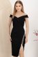 Rochie din stofa elastica neagra tip creion cu aplicatii cu pietre strass - StarShinerS 1 - StarShinerS.ro