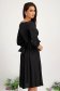 Black satin midi flared dress made of thin material with pearl applications on the cord - StarShinerS 3 - StarShinerS.com