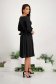 Black satin midi flared dress made of thin material with pearl applications on the cord - StarShinerS 4 - StarShinerS.com
