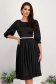 Black satin midi flared dress made of thin material with pearl applications on the cord - StarShinerS 1 - StarShinerS.com