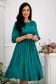 Green Satin Midi Dress in A-line with Pearl Embellishments on Cord - StarShinerS 3 - StarShinerS.com