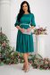 Green Satin Midi Dress in A-line with Pearl Embellishments on Cord - StarShinerS 6 - StarShinerS.com