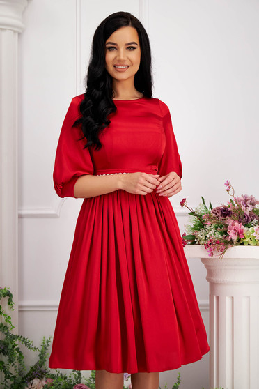 - StarShinerS red dress thin fabric from satin fabric texture midi cloche with pearls