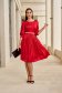 Red Satin Midi Dress with Pearl Appliqués on Ribbon - StarShinerS 5 - StarShinerS.com