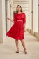 Red Satin Midi Dress with Pearl Appliqués on Ribbon - StarShinerS 3 - StarShinerS.com