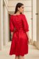 Red Satin Midi Dress with Pearl Appliqués on Ribbon - StarShinerS 2 - StarShinerS.com