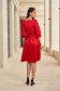 Red Satin Midi Dress with Pearl Appliqués on Ribbon - StarShinerS 4 - StarShinerS.com