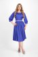 Blue satin midi dress in flared style with pearl appliques on cord - StarShinerS 5 - StarShinerS.com