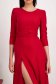 Raspberry Glitter Elastic Fabric Midi Dress in Flared Cut with Slit on Leg and V-Neckline at the Back - StarShinerS 6 - StarShinerS.com