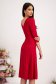 Raspberry Glitter Elastic Fabric Midi Dress in Flared Cut with Slit on Leg and V-Neckline at the Back - StarShinerS 2 - StarShinerS.com
