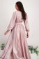 Dusty Pink Satin Long Dress with Strass Stones on Shoulders - StarShinerS 3 - StarShinerS.com