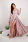 Dusty Pink Satin Long Dress with Strass Stones on Shoulders - StarShinerS 1 - StarShinerS.com