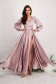 Rochie din satin roz prafuit lunga petrecuta cu pietre strass pe umeri - StarShinerS 7 - StarShinerS.ro