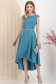 Rochie din stofa elastica turcoaz asimetrica in clos cu aplicatii cu sclipici - StarShinerS 3 - StarShinerS.ro