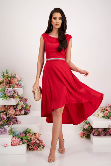 - StarShinerS red dress elastic cloth asymmetrical cloche with glitter details