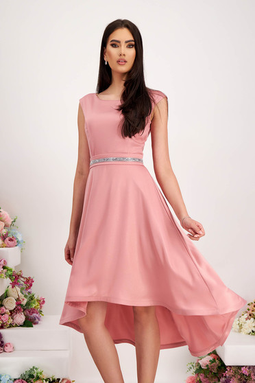 Elegant dresses, - StarShinerS powder pink dress elastic cloth asymmetrical cloche with glitter details - StarShinerS.com