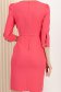 Rochie din stofa elastica roz scurta tip creion crapata pe picior accesorizata cu o fundita - Artista 5 - StarShinerS.ro