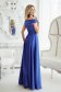 Blue dress long cloche slit naked shoulders taffeta 2 - StarShinerS.com