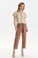 Beige women`s blouse loose fit thin fabric with button accessories 2 - StarShinerS.com