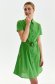 Green dress cotton short cut loose fit with pockets accessorized with tied waistband 1 - StarShinerS.com
