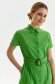 Green dress cotton short cut loose fit with pockets accessorized with tied waistband 4 - StarShinerS.com