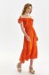 Orange dress thin fabric midi cloche with elastic waist naked shoulders 1 - StarShinerS.com