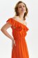 Orange dress thin fabric midi cloche with elastic waist naked shoulders 5 - StarShinerS.com