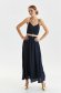Dark blue dress thin fabric cloche with elastic waist adjustable straps midi 2 - StarShinerS.com