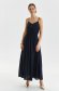 Dark blue dress thin fabric cloche with elastic waist adjustable straps midi 4 - StarShinerS.com