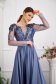 Grey dress taffeta long cloche with lace details v back neckline 2 - StarShinerS.com