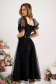 Black midi tulle dress with embroidered details and glitter applications, flared with belt type accessory 2 - StarShinerS.com