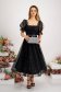 Black dress from tulle with glitter details midi cloche accessorized with belt 5 - StarShinerS.com