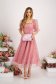 Pink dress from tulle with glitter details midi cloche accessorized with belt 5 - StarShinerS.com
