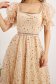 Beige dress from tulle with glitter details midi cloche accessorized with belt 6 - StarShinerS.com