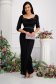 Black dress lycra long wrap around high shoulders accessorized with belt with crystal embellished details 3 - StarShinerS.com