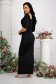 Black dress lycra long wrap around high shoulders accessorized with belt with crystal embellished details 4 - StarShinerS.com