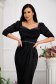 Black dress lycra long wrap around high shoulders accessorized with belt with crystal embellished details 5 - StarShinerS.com