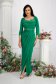 Green dress lycra long wrap around high shoulders accessorized with belt with crystal embellished details 3 - StarShinerS.com