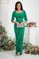 Green dress lycra long wrap around high shoulders accessorized with belt with crystal embellished details 4 - StarShinerS.com