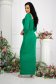 Green dress lycra long wrap around high shoulders accessorized with belt with crystal embellished details 5 - StarShinerS.com