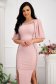 Powder pink dress midi pencil with veil sleeves with puffed sleeves 1 - StarShinerS.com
