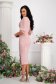 Powder pink dress midi pencil with veil sleeves with puffed sleeves 3 - StarShinerS.com