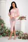 Powder pink dress midi pencil with veil sleeves with puffed sleeves 5 - StarShinerS.com