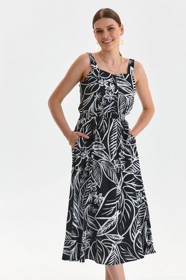 Online Dresses, Darkblue dress viscose midi cloche with elastic waist lateral pockets - StarShinerS.com