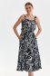 Darkblue dress viscose midi cloche with elastic waist lateral pockets 1 - StarShinerS.com
