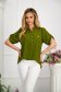 Khaki women`s blouse loose fit from veil fabric wrinkled texture 1 - StarShinerS.com
