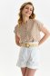 Beige women`s blouse light material loose fit with v-neckline with dots print 1 - StarShinerS.com