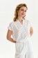 White women`s blouse light material loose fit with v-neckline with dots print 1 - StarShinerS.com