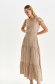 Beige dress light material cloche with elastic waist with ruffle details 2 - StarShinerS.com