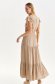 Beige dress light material cloche with elastic waist with ruffle details 3 - StarShinerS.com
